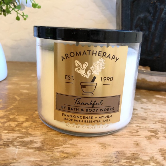 Bath & Body Works Accents Bath Body Works Aromatherapy Thankful 3wick Scented Candle